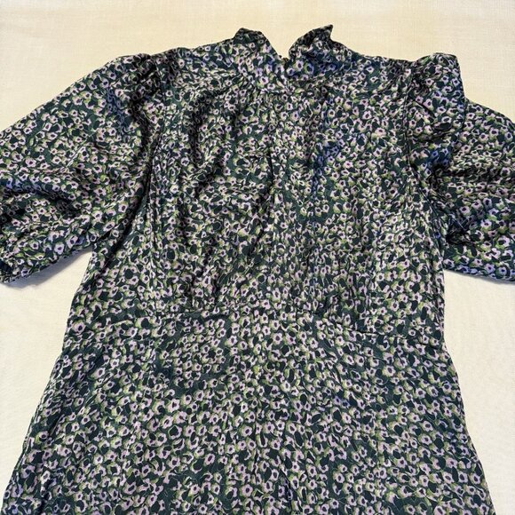 Kate Spade New York Flair Flora Devore Green & Purple Print Mini Dress - Size 14 - Picture 4 of 6